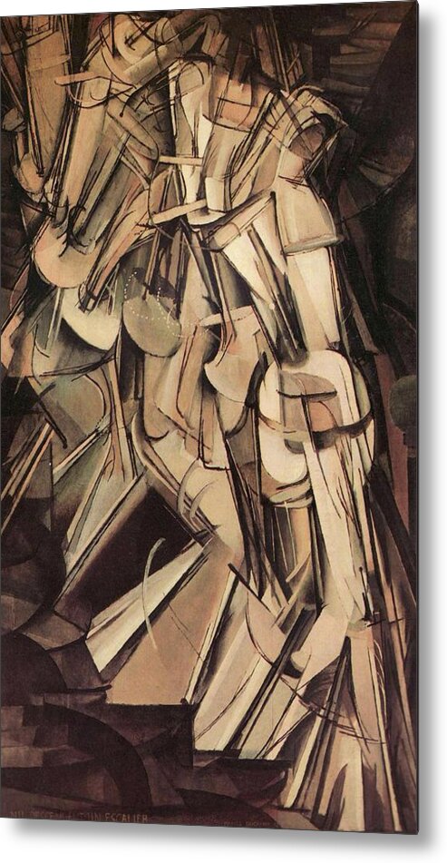 Nude Metal Print featuring the painting Nude Descending a Staircase Number Two by Marcel Duchamp