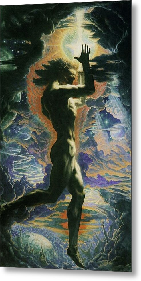 Prometheus Metal Print featuring the painting Prometheus by Jean Delville