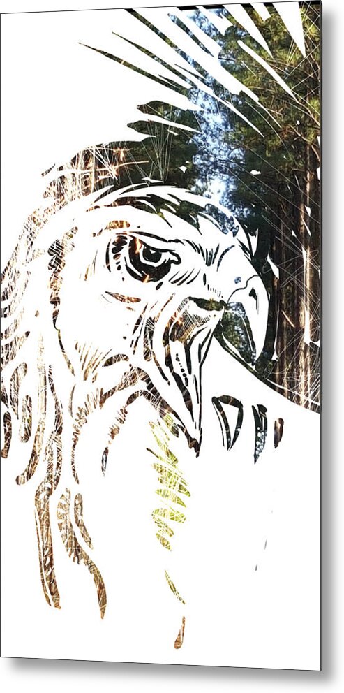  Metal Print featuring the painting Spirit Animal . Hawk by John Gholson
