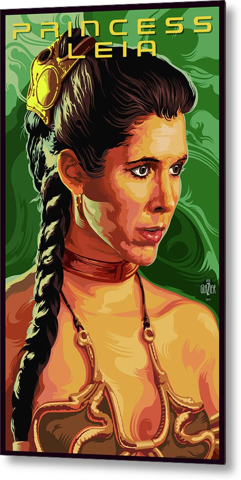 Modern Comic Designs Metal Print featuring the digital art Star Wars Princess Leia Pop Art Portrait by Garth Glazier