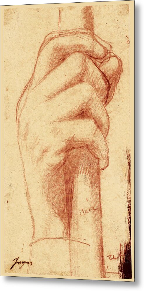Jean-auguste-dominique Ingres Metal Print featuring the drawing Study for the right hand of Jupiter by Jean-Auguste-Dominique Ingres