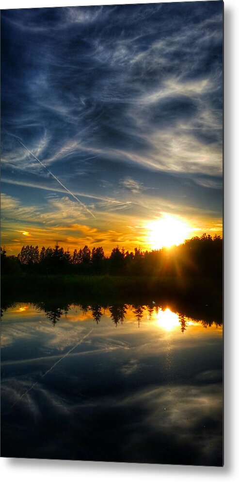 Sun Metal Print featuring the photograph Sunset Reflections by Brook Burling