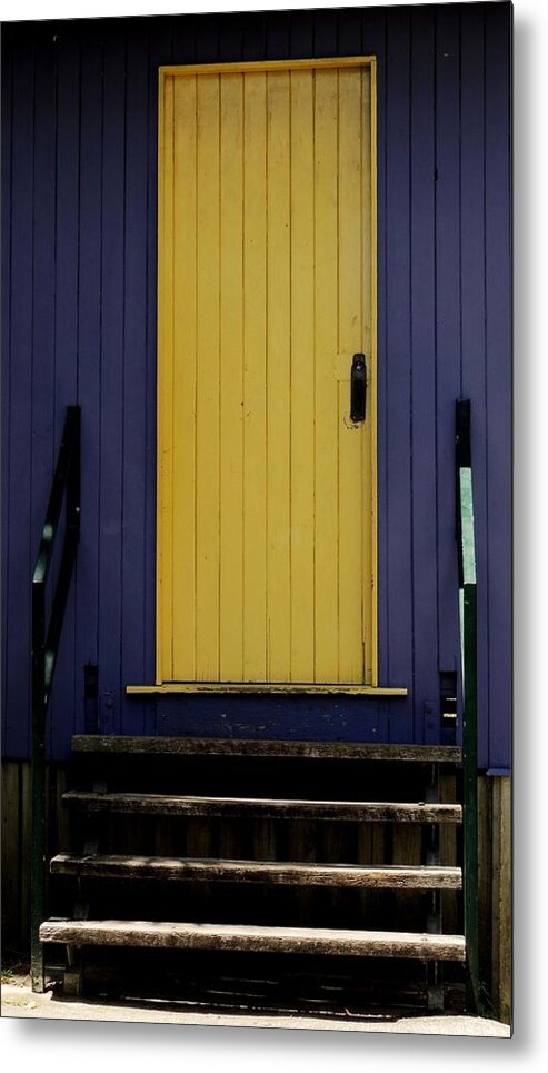 Wooden Door Metal Print featuring the photograph Yellow in Purple by Denise Clark