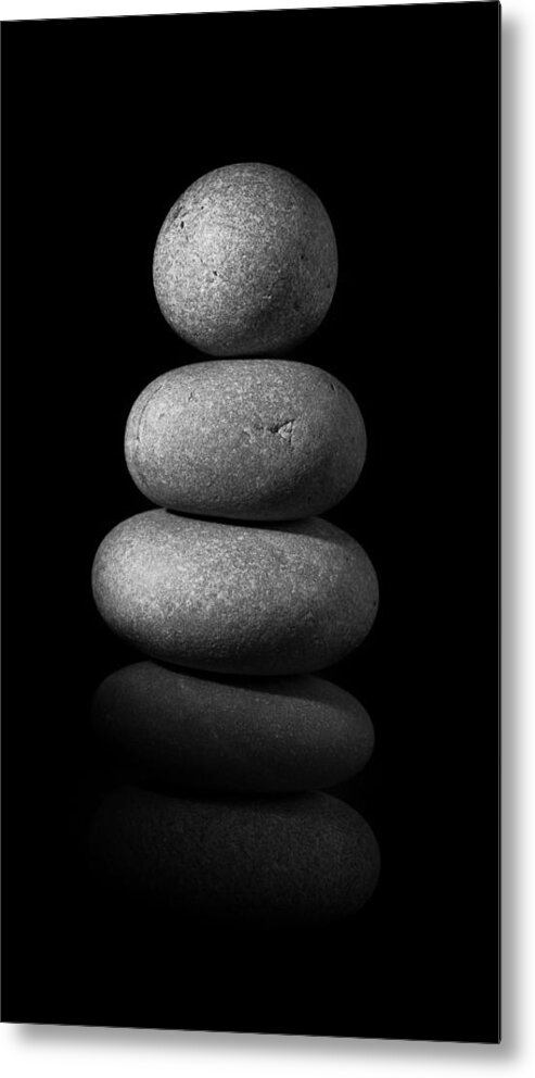 Zen Stones Metal Print featuring the photograph Zen Stones In The Dark II by Marco Oliveira