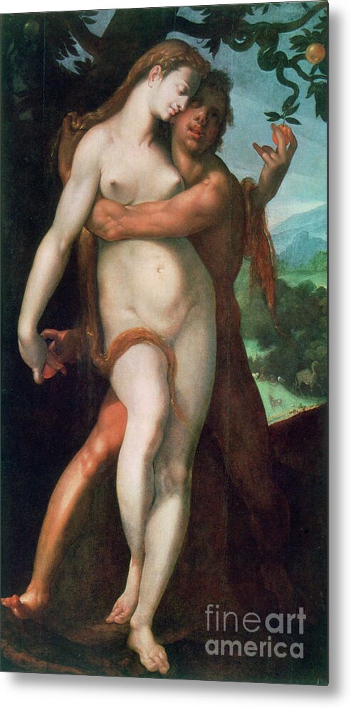 People Metal Print featuring the drawing Adam And Eve, C1566-1611. Artist by Print Collector