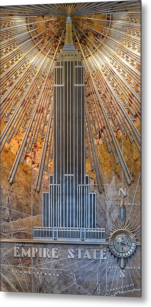 Aluminum Relief Metal Print featuring the photograph Aluminum Relief Inside The Empire State Building - New York by Marianna Mills
