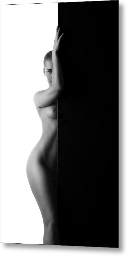 Nude Metal Print featuring the photograph Black And White by Aurimas Valevi?ius