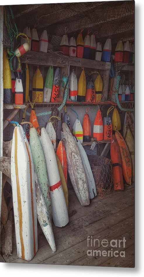 Buoys Metal Print featuring the photograph Buoys in a sea shack by Mary Capriole