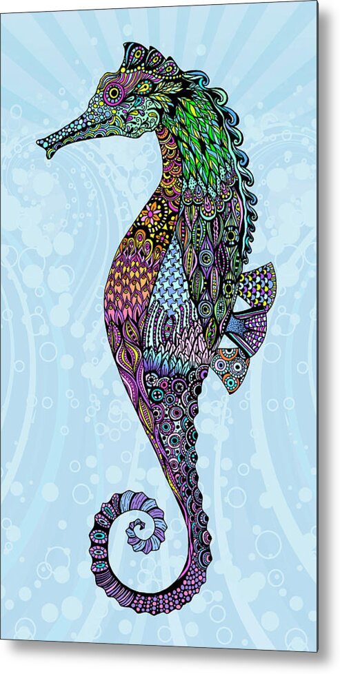 Electric Seahorse-boy Metal Print featuring the mixed media Electric Seahorse-boy by Tammy Wetzel