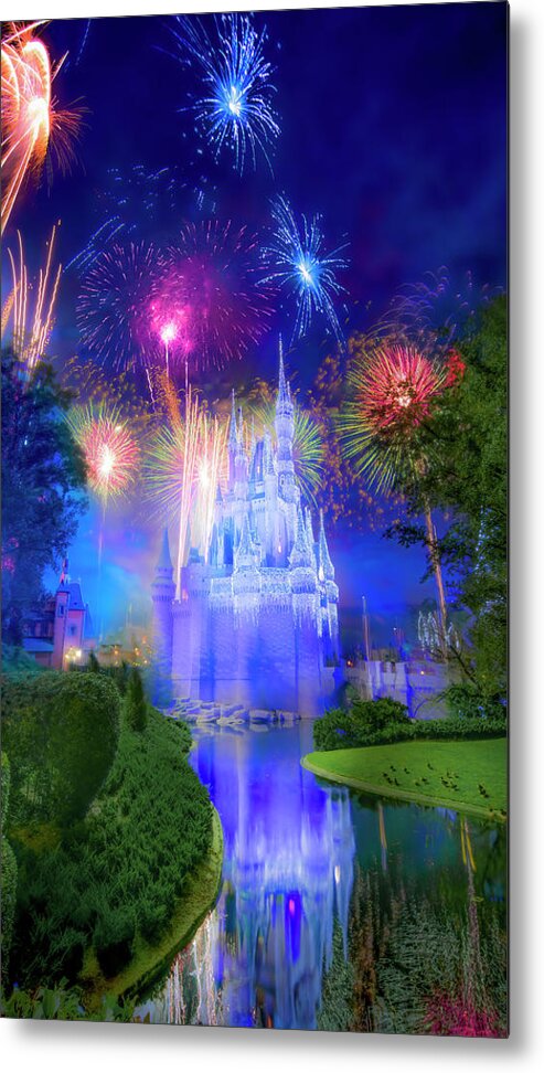 Magic Kingdom Metal Print featuring the photograph Fantasy in the Sky Fireworks at Walt Disney World by Mark Andrew Thomas