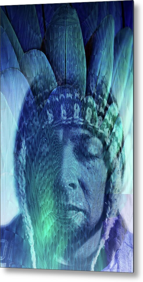 Double Exposure Metal Print featuring the digital art L . I . N . E . A . G . E by J U A N - O A X A C A