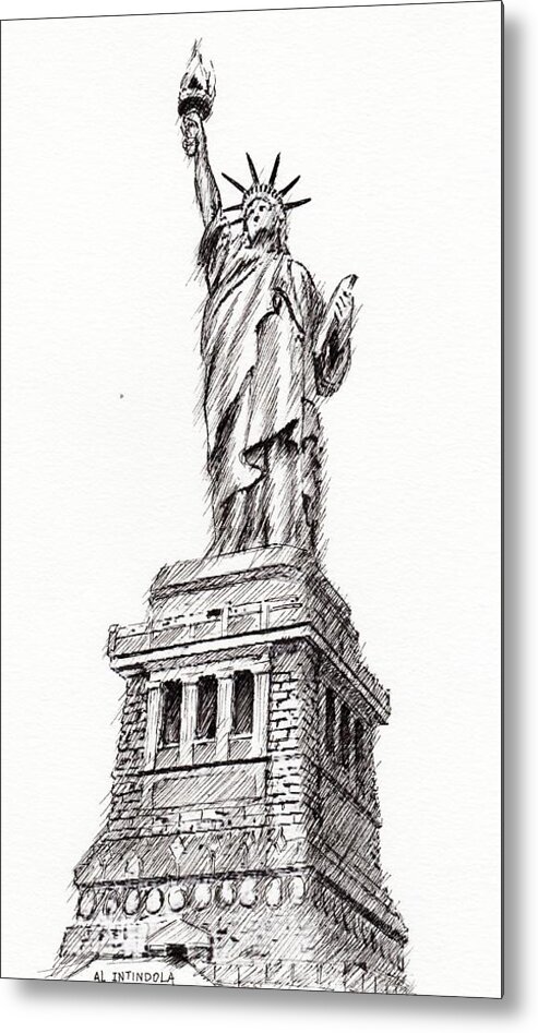  Metal Print featuring the drawing Lady by Al Intindola