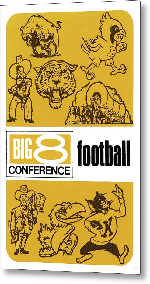 Row One Brand Metal Print featuring the mixed media 1969 Big Eight Football Poster by Row One Brand