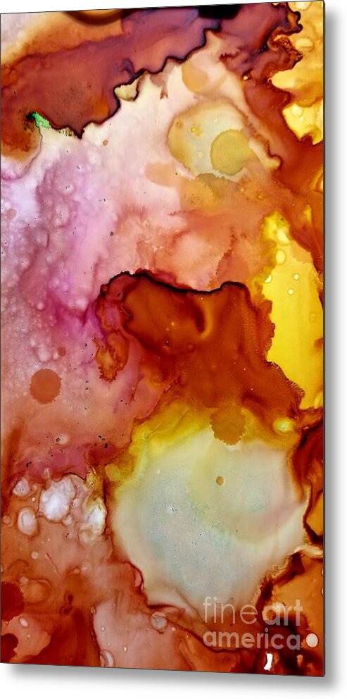 Alcohol Ink Metal Print featuring the mixed media Orange Sunshine No 1 in Alcohol Ink by Expressions By Stephanie