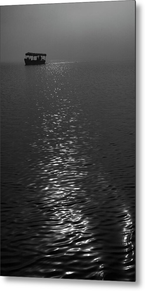 Lake Metal Print featuring the photograph Boat on lake by Ioannis Konstas