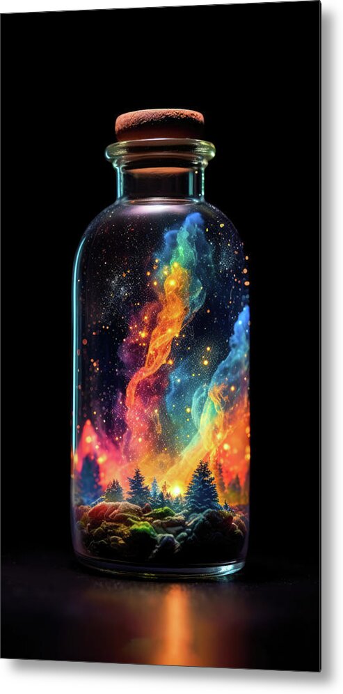 Universe In A Bottle Metal Print featuring the digital art Bottled Universe by Jaki Miller