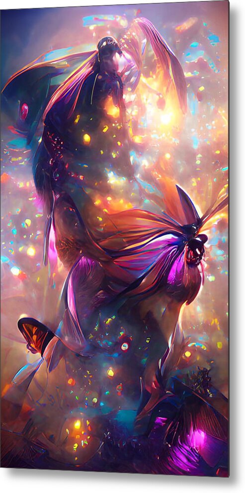 Butterflies Metal Print featuring the digital art Butterflies In the LIght by Vennie Kocsis