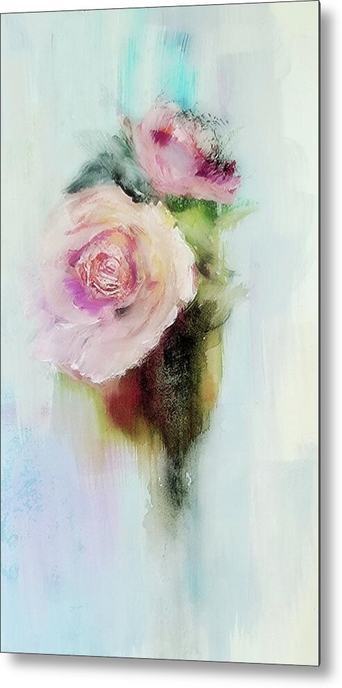 Contemporary Metal Print featuring the painting Contemporary Rose Watercolor Painting by Lisa Kaiser