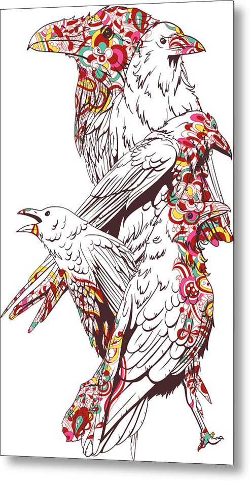 Colorful Metal Print featuring the digital art Floral Bird by Jacob Zelazny