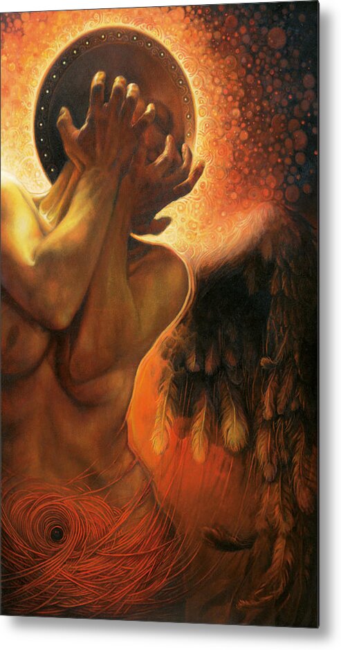Angel Metal Print featuring the painting Im in the shadow of you by Graszka Paulska