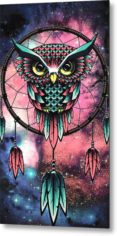 Dreamcatcher Metal Print featuring the digital art Owl dreamcatcher by Mopssy Stopsy