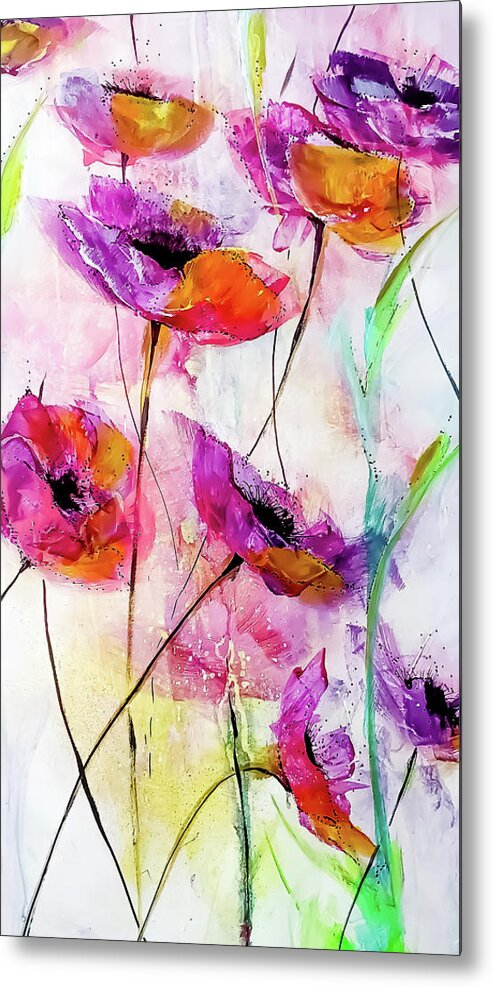 Painterly Metal Print featuring the painting Painterly Loose Floral Moments by Lisa Kaiser