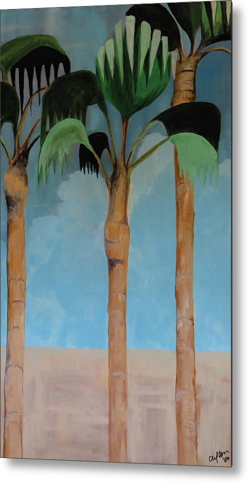 Palm Trees Metal Print featuring the painting Palm Trees Plus by Ted Clifton