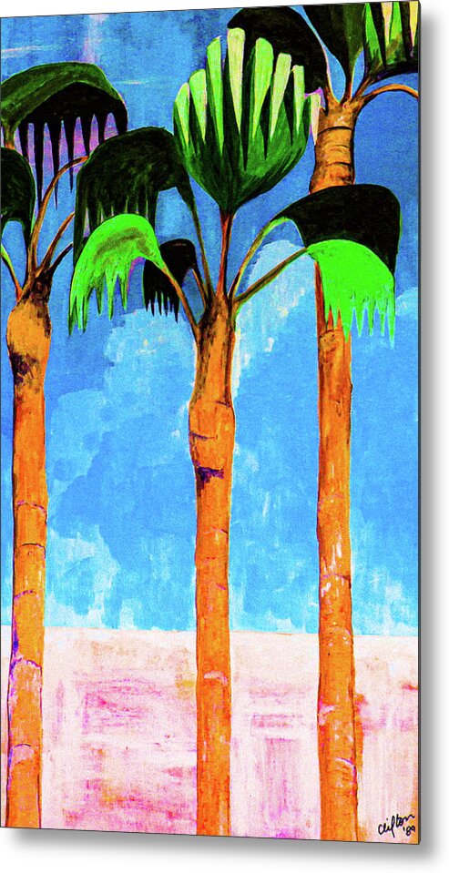 Bold Metal Print featuring the painting Palms Three Plus by Ted Clifton