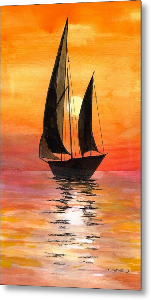  Metal Print featuring the drawing Sailboat2 by Al Intindola