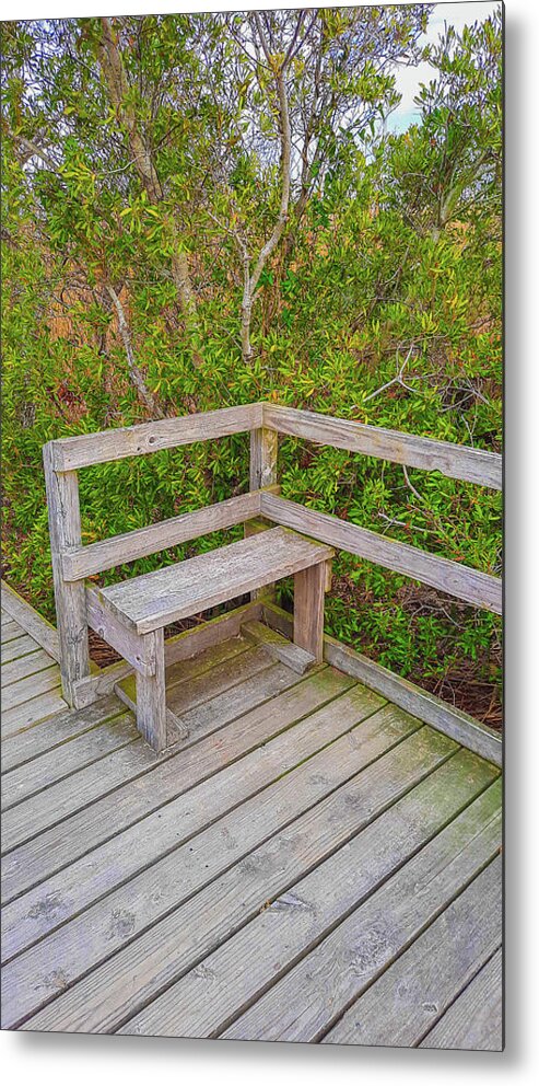 Bench Metal Print featuring the photograph Sit and Enjoy the Beauty of the Wetlands by Ola Allen