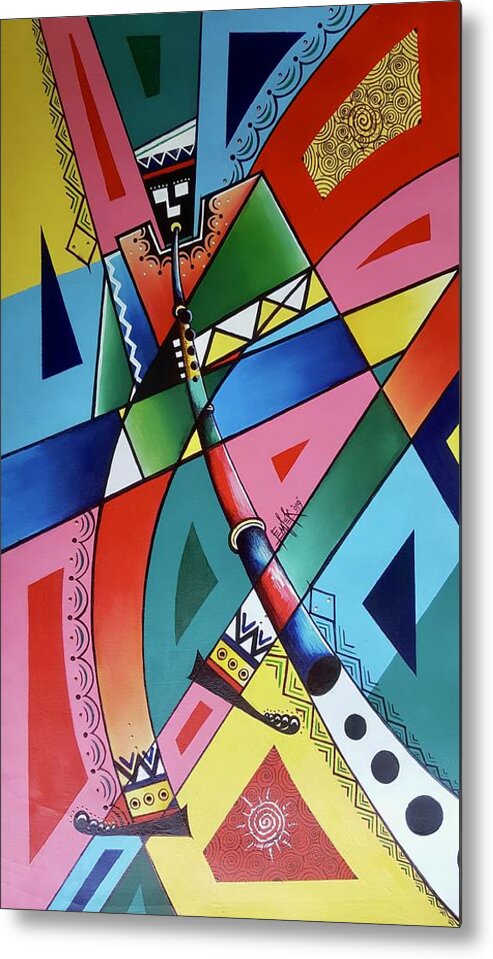 Africa Metal Print featuring the painting The Flutist by Femi