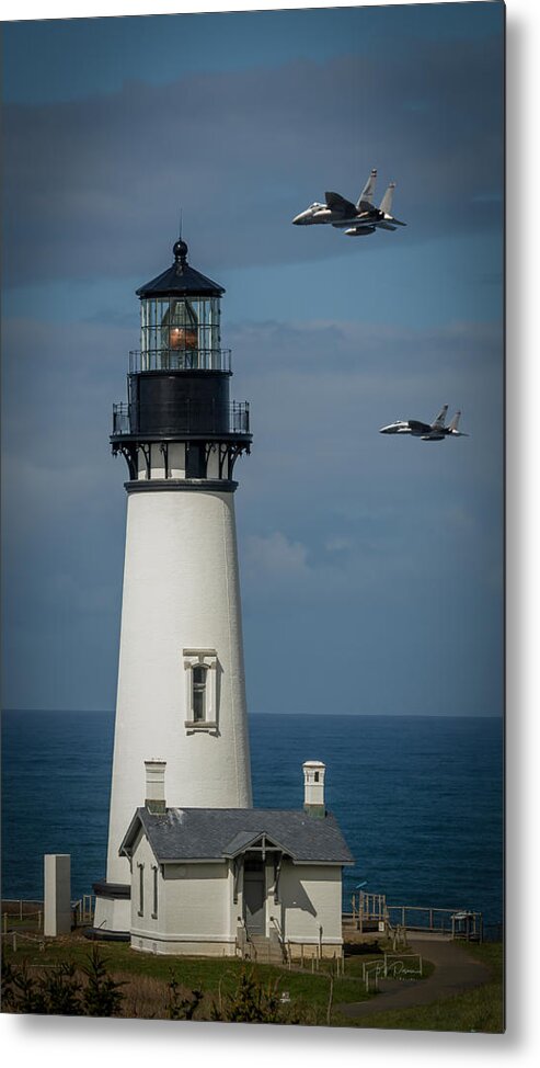 Lighthouse Air Force Metal Print featuring the photograph Lighthouse Fly-By by Bill Posner