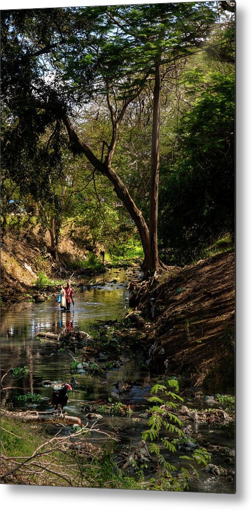 Wading Metal Print featuring the photograph Wading the Jatibonico river by Micah Offman