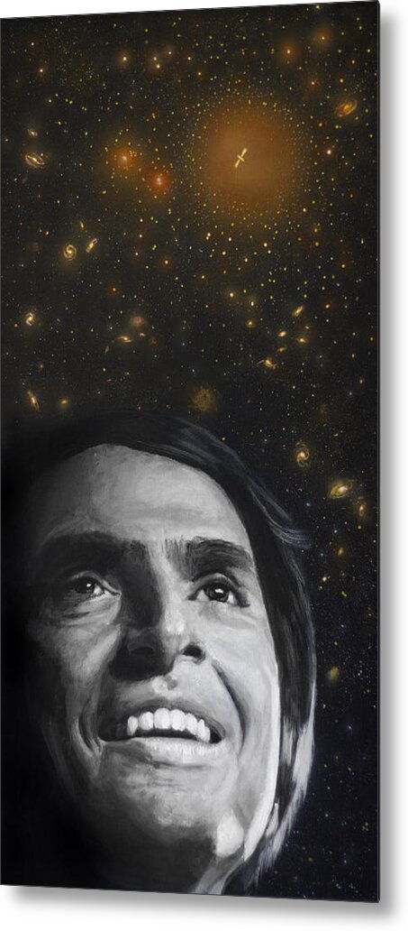 Carl Sagan Metal Print featuring the painting Cosmos- Carl Sagan by Simon Kregar