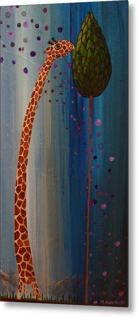 Giraffe Metal Print featuring the painting Giraffe by Mindy Huntress