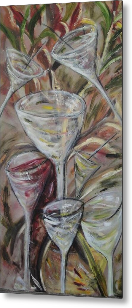 Wine Metal Print featuring the painting The wineToast by Chuck Gebhardt