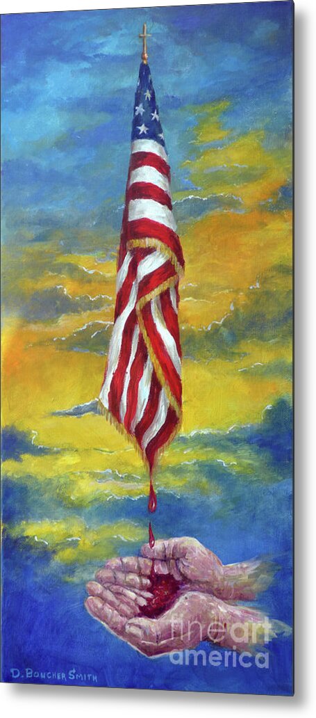 American Flag Metal Print featuring the painting Sacrifice #1 by Deborah Smith