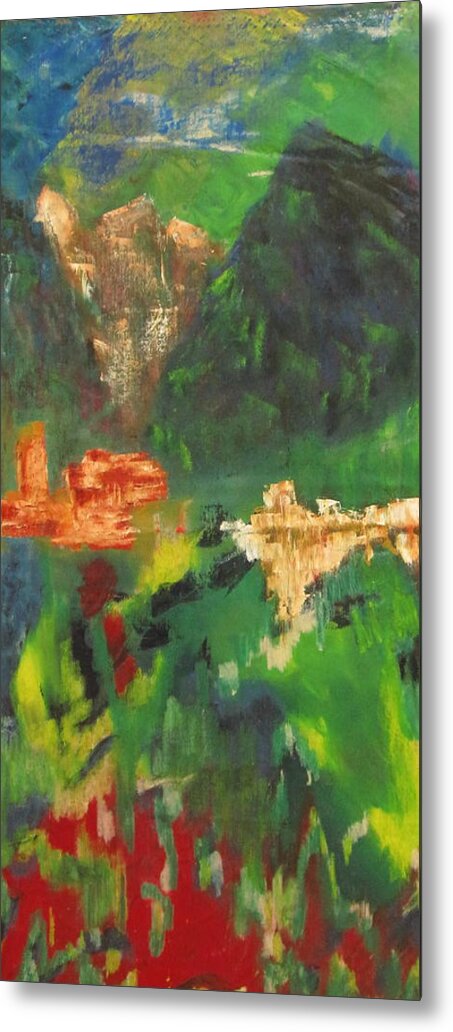 Abstract Metal Print featuring the painting Abstract Landscape by Patricia Cleasby