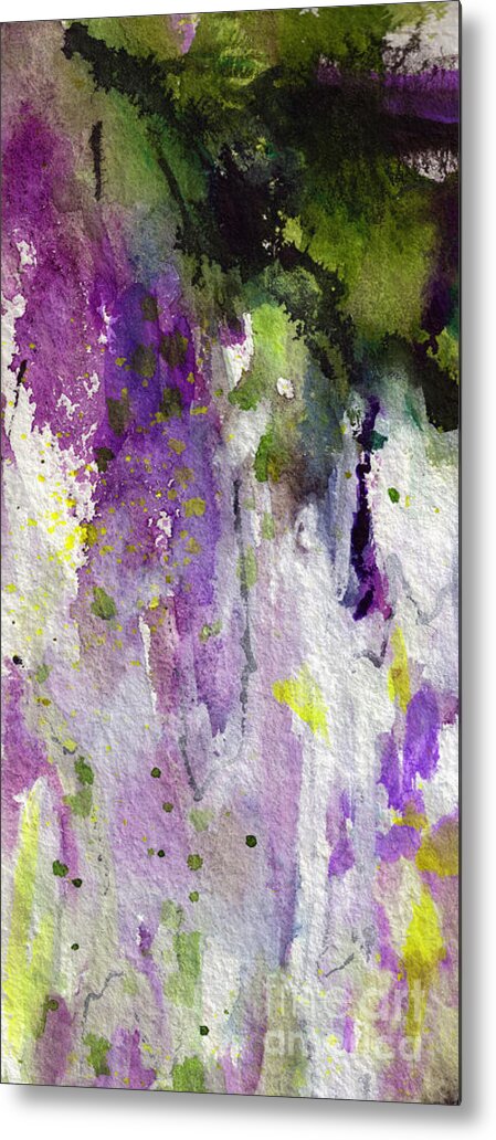 Abstract Metal Print featuring the painting Abstract Lavender Cascades by Ginette Callaway