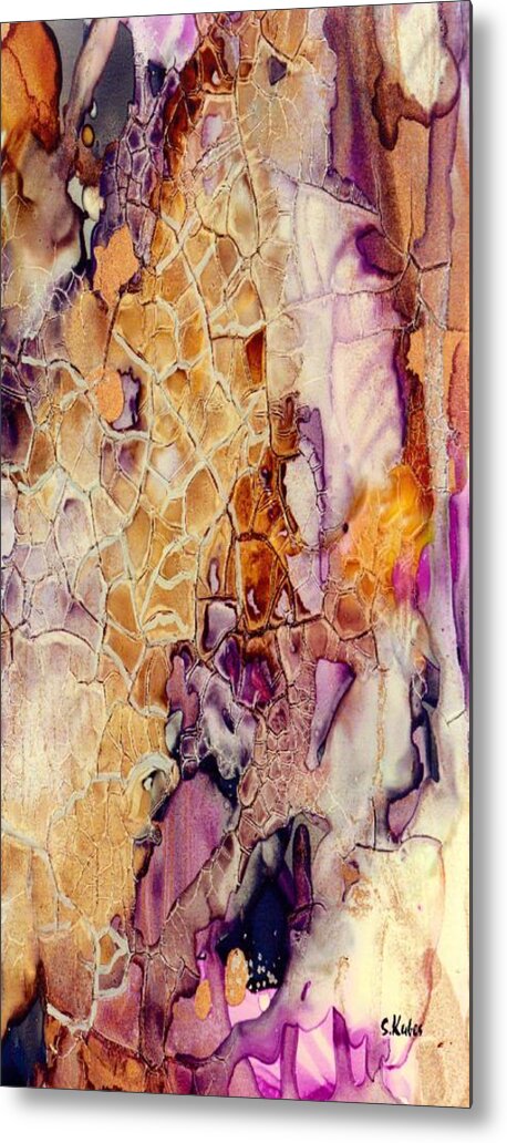 Abstract Metal Print featuring the painting Amethyst and Copper 1 by Susan Kubes