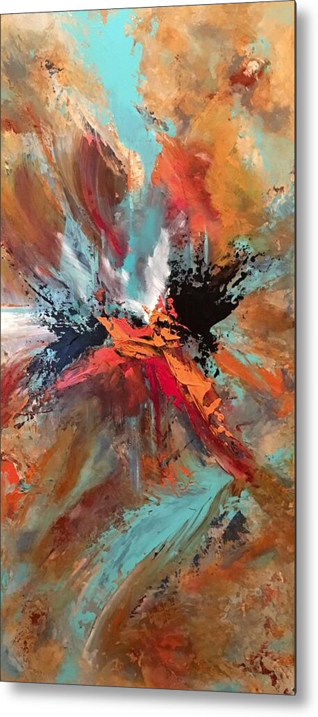 Abstract Metal Print featuring the painting Intrepid by Soraya Silvestri