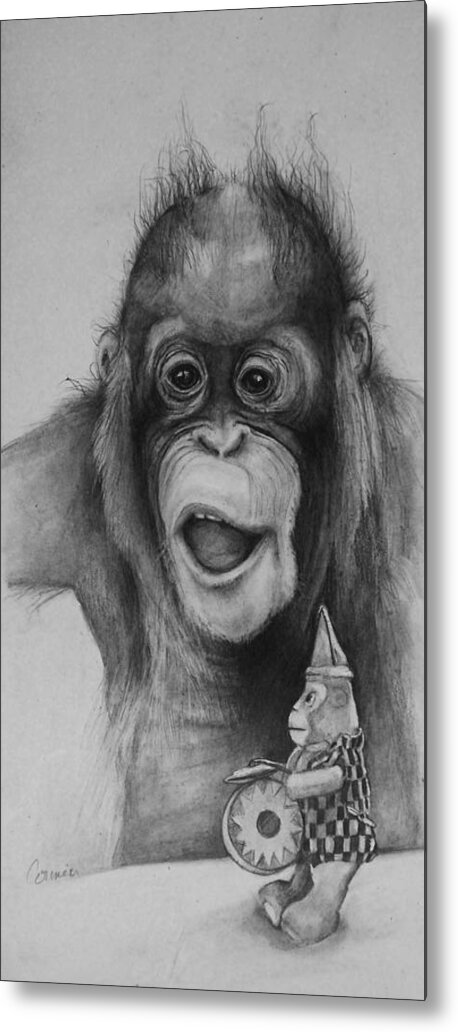 Primate Metal Print featuring the drawing Ive Always Wanted One of Those by Jean Cormier