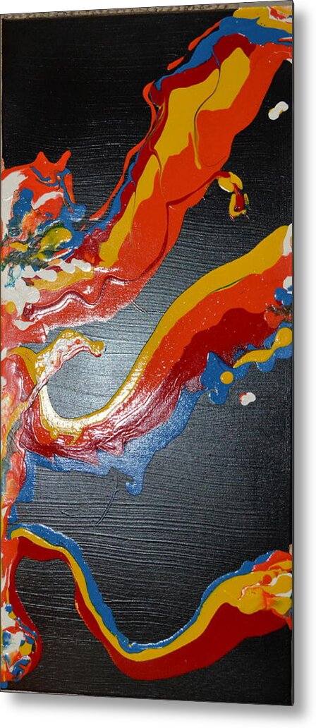 This Is An Acrylic Painting Using The Flow Technique. Each Color Is Mixed With A Medium So It Can Be Poured Onto A Canvas. The Canvas Is Tilted To Move The Colors Inn Different Patterns. Metal Print featuring the painting Lava Flow by Martin Schmidt