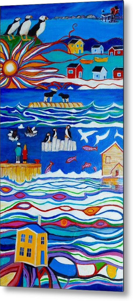 Newfoundland Metal Print featuring the painting Merry Time Art #2 by Myra Evans