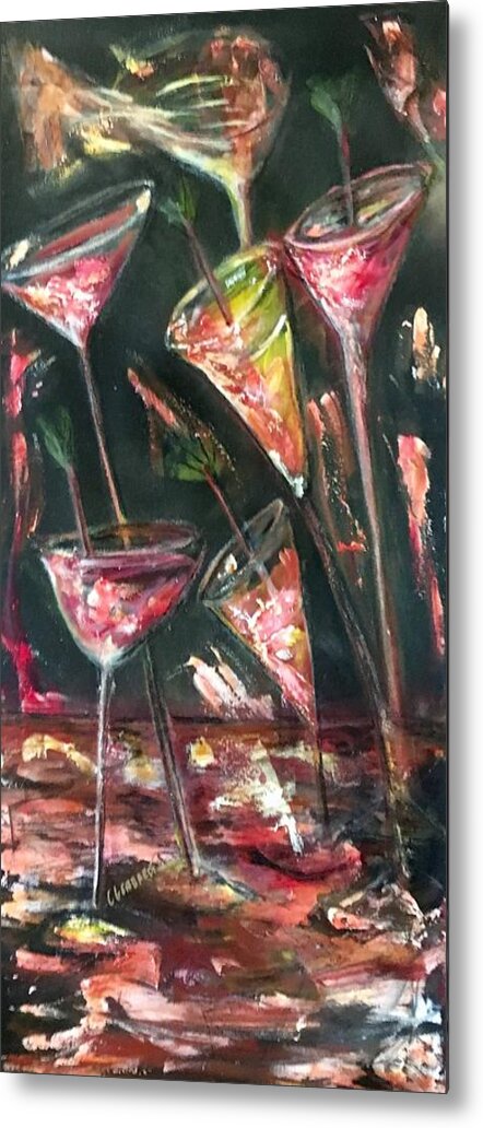  Abstract Still Life Glasses Metal Print featuring the painting Parrrty one by Chuck Gebhardt