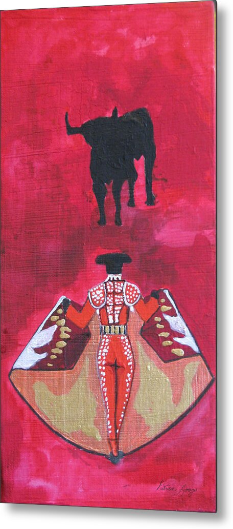 Spanish Art Metal Print featuring the painting The Bull Fight NO.1 by Patricia Arroyo