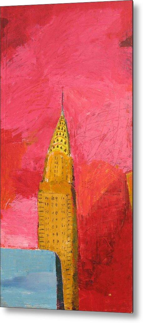  Red Metal Print featuring the painting The Chrysler With Red by Habib Ayat