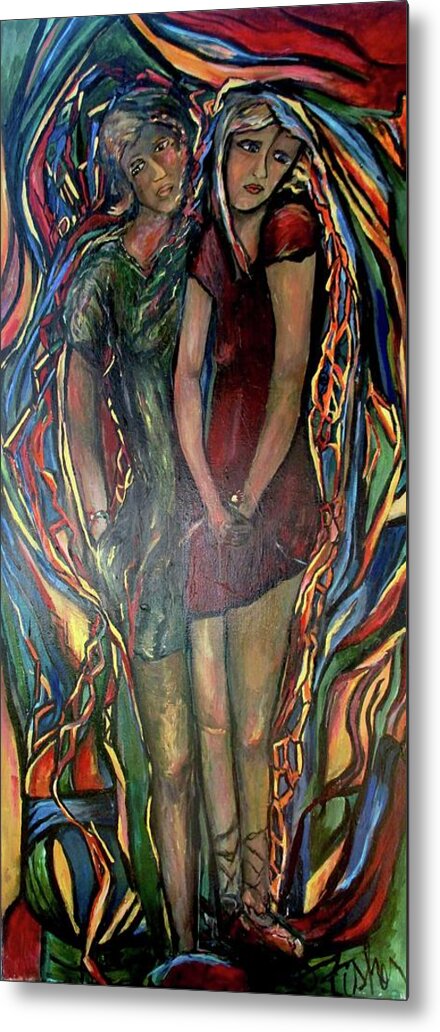 Figures Metal Print featuring the painting Genetics,Topoisomerase by Dawn Caravetta Fisher