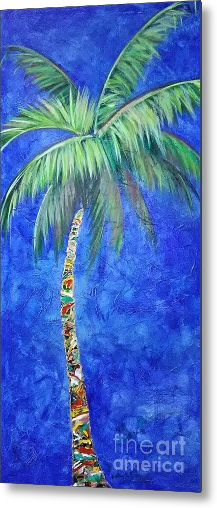 Cobalt Metal Print featuring the painting Vibrant Blue Palm by Kristen Abrahamson