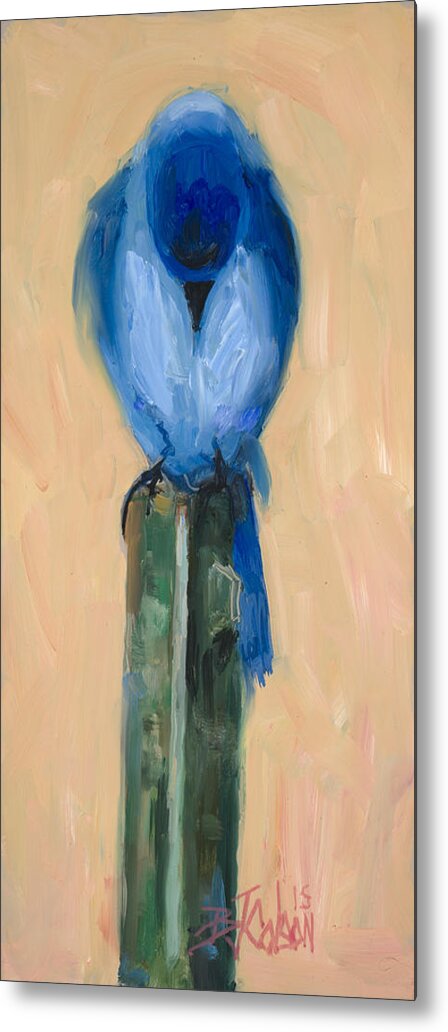 Mountain Bluebird Metal Print featuring the painting What is THAT? by Billie Colson
